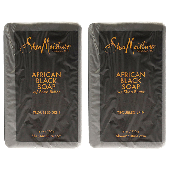 African Black Soap Bar Acne Prone & Troubled Skin - Pack of 2 by Shea Moisture for Unisex - 8 oz Bar Soap