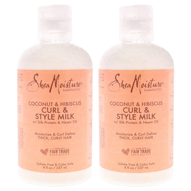 Coconut & Hibiscus Curl & Style Milk - Pack of 2 by Shea Moisture for Unisex - 8 oz Cream