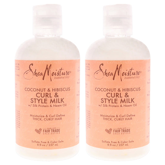 Coconut & Hibiscus Curl & Style Milk - Pack of 2 by Shea Moisture for Unisex - 8 oz Cream