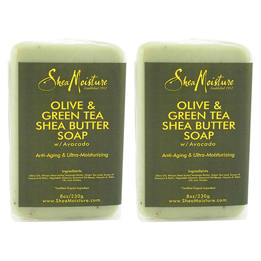 Shea Moisture Olive & Green Tea Shea Butter Soap-Anti Aging & Ultra Moisturizing - Pack of 2 by Shea Moisture for Unisex - 8 oz Soap