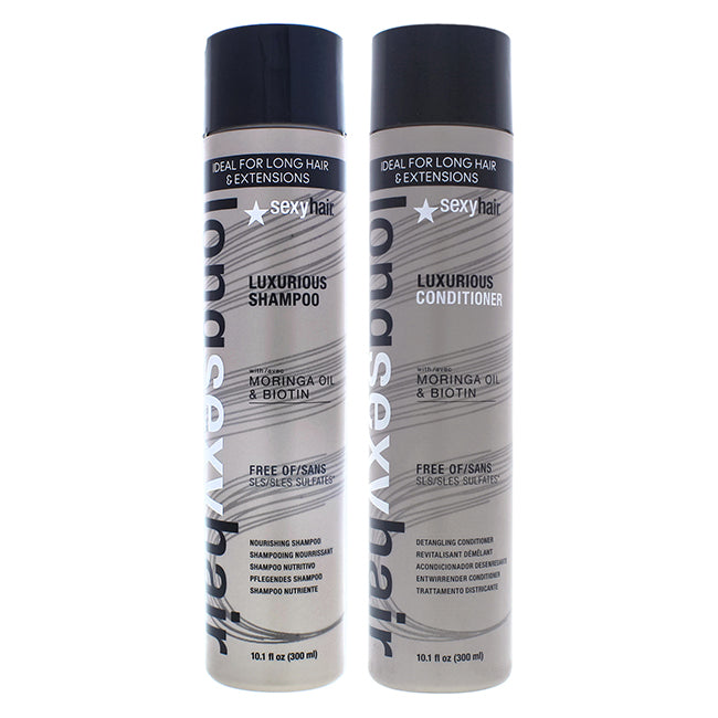 Long Sexy Hair Luxurious Shampoo and Conditioner Kit by Sexy Hair for Unisex - 2 Pc Kit 10.1oz Shampoo, 10.1oz Conditioner