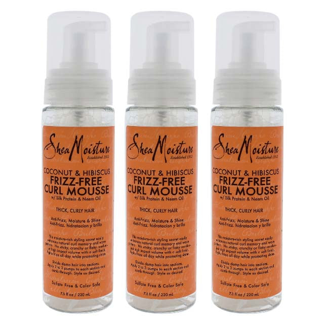 Coconut and Hibiscus Frizz-Free Curl Mousse by Shea Moisture for Unisex - 7.5 oz Mousse - Pack of 3