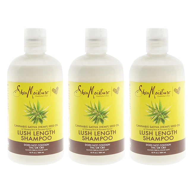 Cannabis Sativa Hemp Seed Oil Lush Length Shampoo by Shea Moisture for Unisex - 13 oz Shampoo - Pack of 3