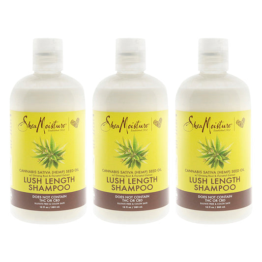 Cannabis Sativa Hemp Seed Oil Lush Length Shampoo by Shea Moisture for Unisex - 13 oz Shampoo - Pack of 3