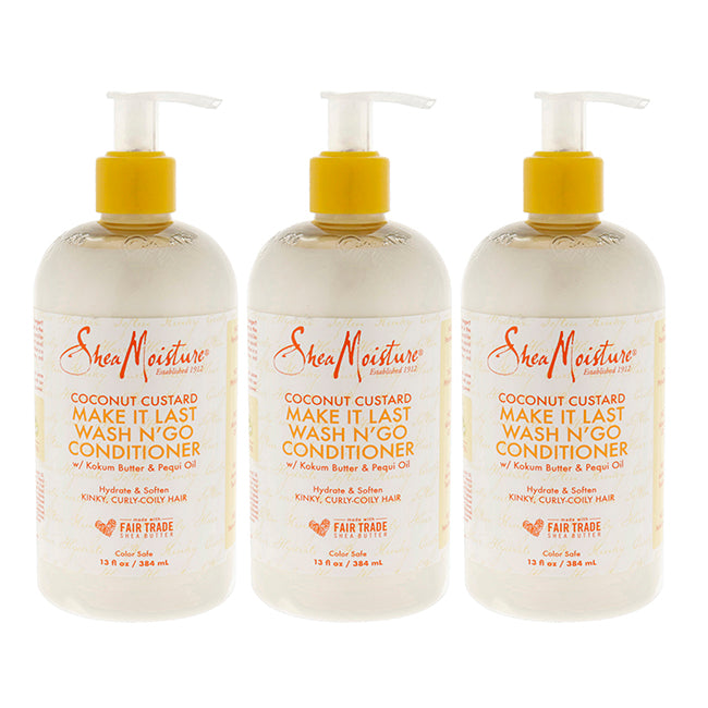 Coconut Custard Make It Last Wash N Go Conditioner by Shea Moisture for Unisex - 13 oz Conditioner - Pack of 3