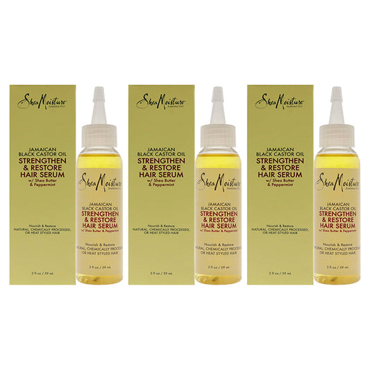 Jamaican Black Castor Oil Strengthen and Restore Hair Serum by Shea Moisture for Unisex - 2 oz Serum - Pack of 3