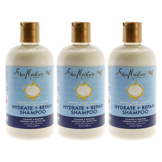 Manuka Honey and Yogurt Hydrate Plus Repair Shampoo by Shea Moisture for Unisex - 13 oz Shampoo - Pack of 3