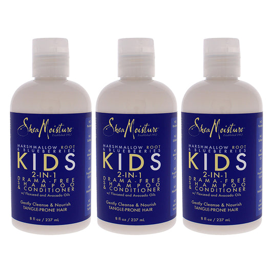 Marshmallow Root and Blueberries Kids 2-In-1 Shampoo and Conditioner by Shea Moisture for Kids - 8 oz Shampoo and Conditioner - Pack of 3