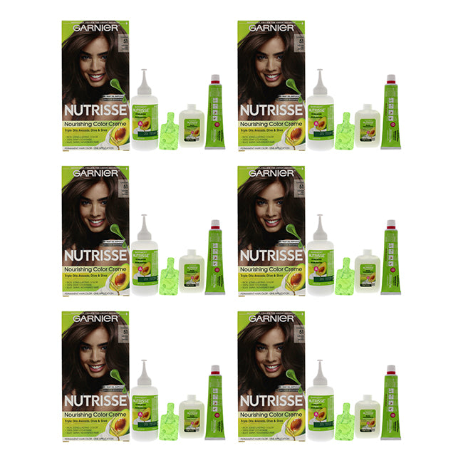 Nutrisse Nourishing Color Creme - 51 Medium Ash Brown by Garnier for Unisex - 1 Application Hair Color - Pack of 6