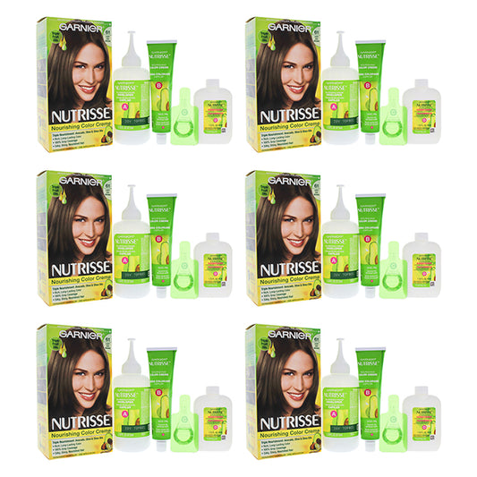 Nutrisse Nourishing Color Creme - 61 Light Ash Brown by Garnier for Unisex - 1 Application Hair Color - Pack of 6