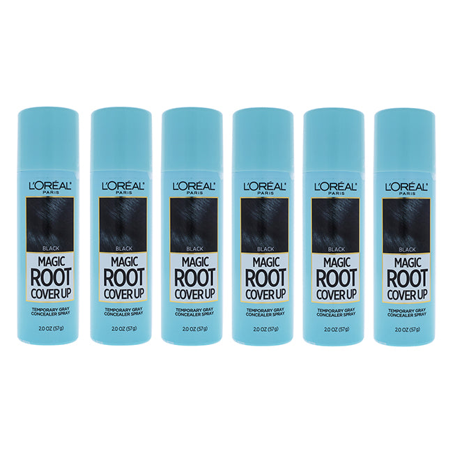 Magic Root Cover Up Temporary Gray Concealer Spray - Black by LOreal Professional for Women - 2 oz Hair Color - Pack of 6