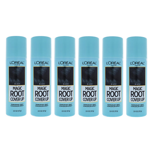 Magic Root Cover Up Temporary Gray Concealer Spray - Black by LOreal Professional for Women - 2 oz Hair Color - Pack of 6