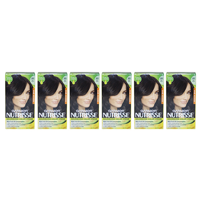 Nutrisse Nourishing Color Creme - 20 Soft Black by Garnier for Unisex - 1 Application Hair Color - Pack of 6
