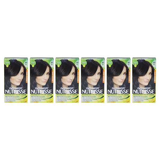 Nutrisse Nourishing Color Creme - 20 Soft Black by Garnier for Unisex - 1 Application Hair Color - Pack of 6