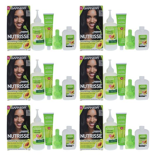 Nutrisse Nourishing Color Creme - 10 Black by Garnier for Unisex - 1 Application Hair Color - Pack of 6