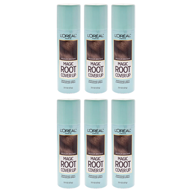 Magic Root Cover Up Temporary Gray Concealer Spray - Medium Brown by LOreal Professional for Women - 2 oz Hair Color - Pack of 6