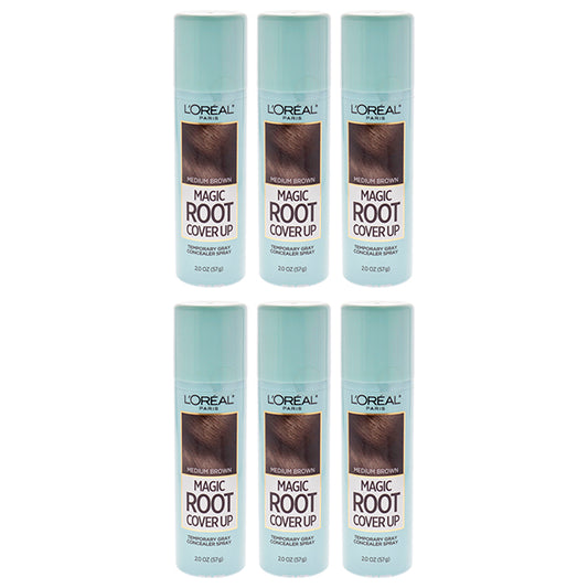 Magic Root Cover Up Temporary Gray Concealer Spray - Medium Brown by LOreal Professional for Women - 2 oz Hair Color - Pack of 6