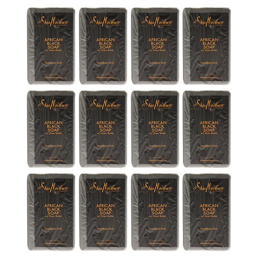 African Black Soap Troubled Skin by Shea Moisture for Unisex - 8 oz Bar Soap - Pack of 12