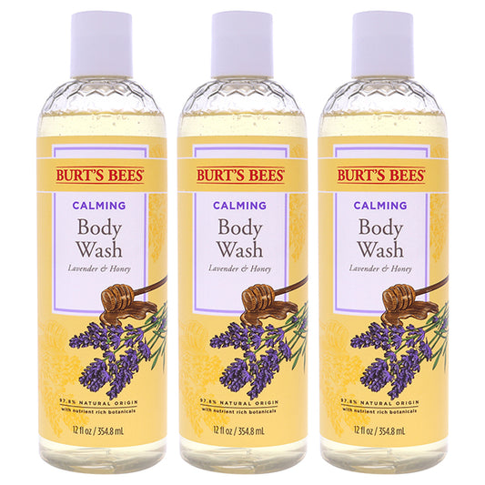 Calming Lavender and Honey Body Wash by Burts Bees for Women - 12 oz Body Wash - Pack of 3