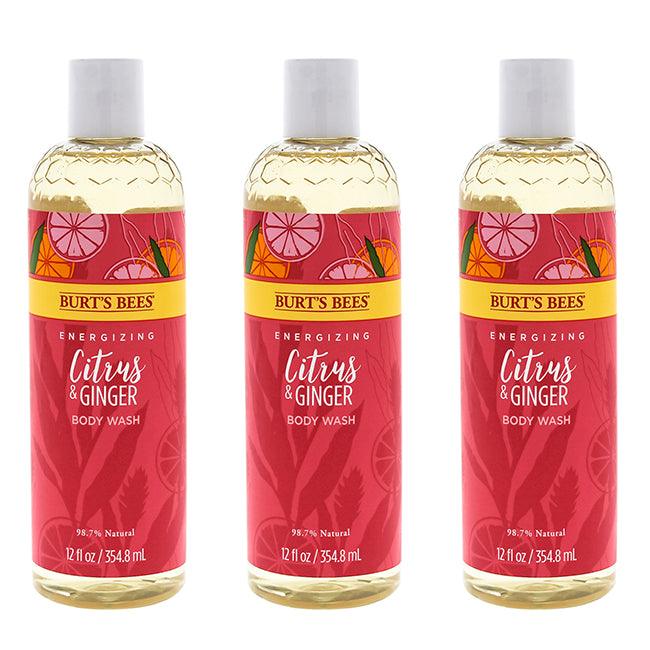 Energizing Citrus and Ginger Body Wash by Burts Bees for Women - 12 oz Body Wash - Pack of 3