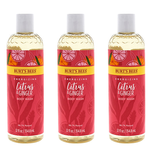 Energizing Citrus and Ginger Body Wash by Burts Bees for Women - 12 oz Body Wash - Pack of 3