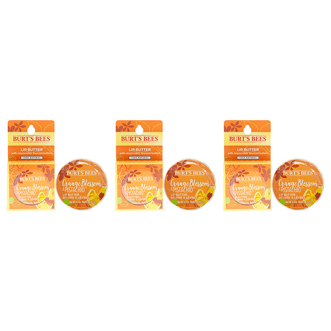 Orange Blossom and Pistachio Lip Butter by Burts Bees for Unisex - 0.4 oz Lip Balm - Pack of 3