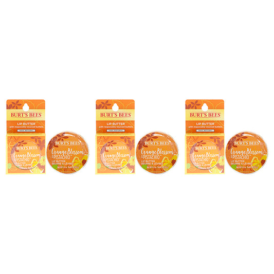 Orange Blossom and Pistachio Lip Butter by Burts Bees for Unisex - 0.4 oz Lip Balm - Pack of 3