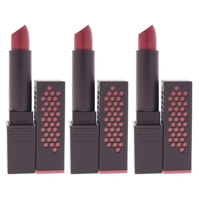 Glossy Lipstick - 516 Rose Falls by Burts Bees for Women - 0.12 oz Lipstick - Pack of 3
