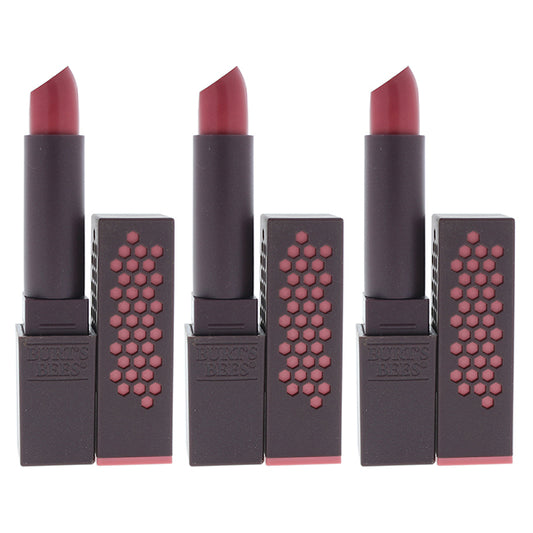 Glossy Lipstick - 516 Rose Falls by Burts Bees for Women - 0.12 oz Lipstick - Pack of 3