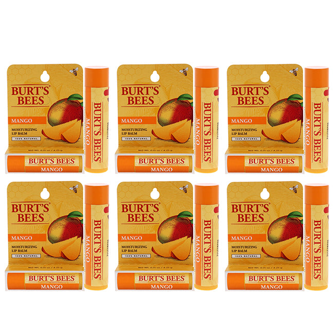 Mango Moisturizing Lip Balm Blister by Burts Bees for Unisex - 0.15 oz Lip Balm - Pack of 6