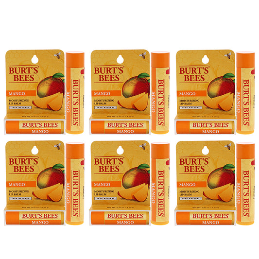 Mango Moisturizing Lip Balm Blister by Burts Bees for Unisex - 0.15 oz Lip Balm - Pack of 6