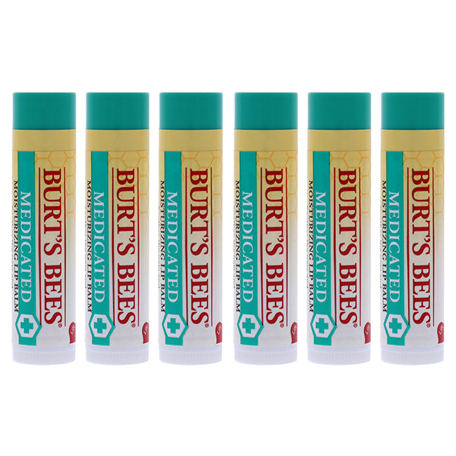 Medicated Moisturizing Lip Balm by Burts Bees for Unisex - 0.15 oz Lip Balm - Pack of 6