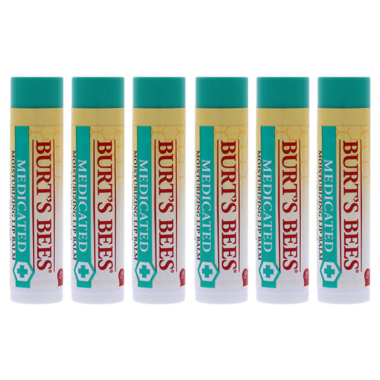 Medicated Moisturizing Lip Balm by Burts Bees for Unisex - 0.15 oz Lip Balm - Pack of 6