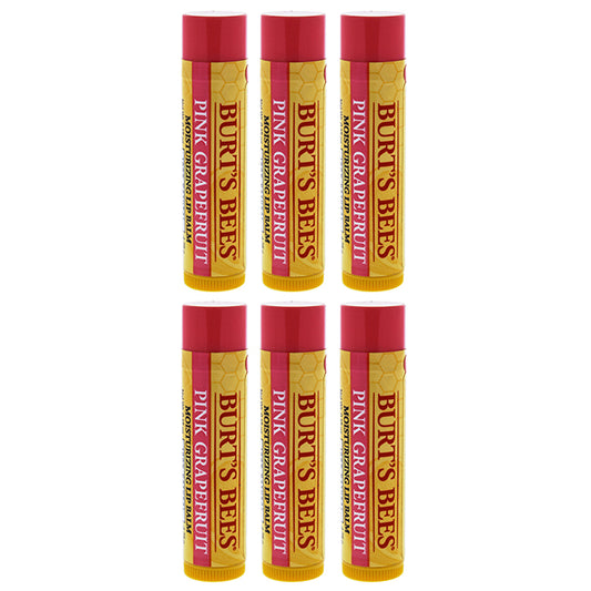 Pink Grapefruit Moisturizing Lip Balm by Burts Bees for Unisex - 0.15 oz Lip Balm - Pack of 6