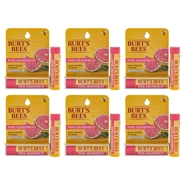 Pink Grapefruit Moisturizing Lip Balm Blister by Burts Bees for Unisex - 0.15 oz Lip Balm - Pack of 6