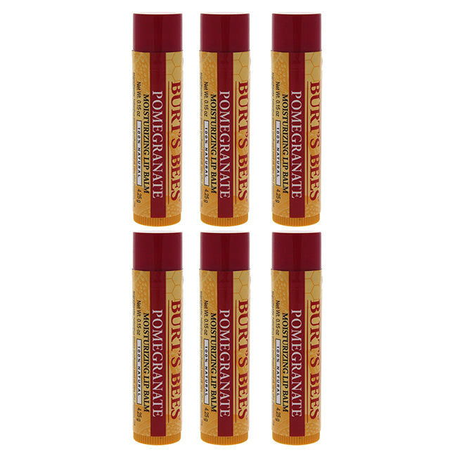 Pomegranate Moisturizing Lip Balm by Burts Bees for Unisex - 0.15 oz Lip Balm - Pack of 6