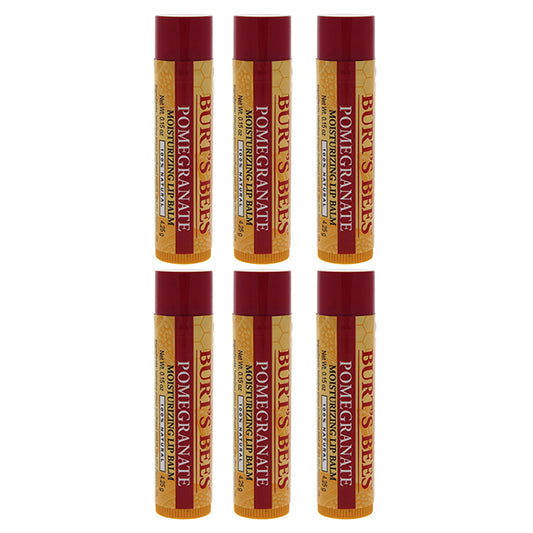 Pomegranate Moisturizing Lip Balm by Burts Bees for Unisex - 0.15 oz Lip Balm - Pack of 6