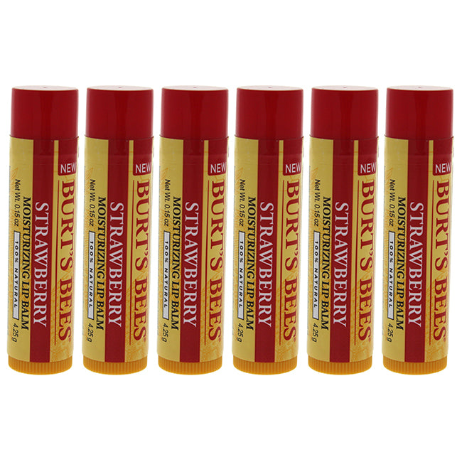 Strawberry Moisturizing Lip Balm by Burts Bees for Unisex - 0.15 oz Lip Balm - Pack of 6