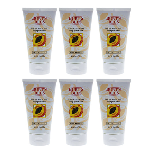Peach and Willow Bark Deep Pore Scrub by Burts Bees for Women - 4 oz Scrub - Pack of 6