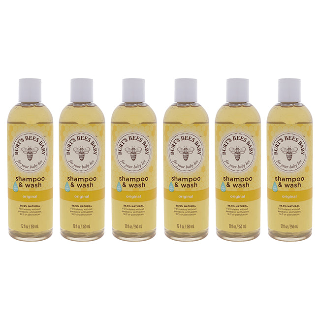 Baby Bee Shampoo and Wash Original by Burts Bees for Kids - 12 oz Shampoo and Body Wash - Pack of 6