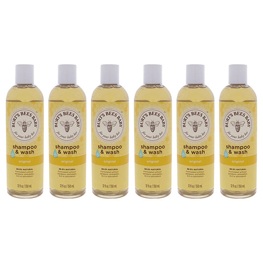 Baby Bee Shampoo and Wash Original by Burts Bees for Kids - 12 oz Shampoo and Body Wash - Pack of 6