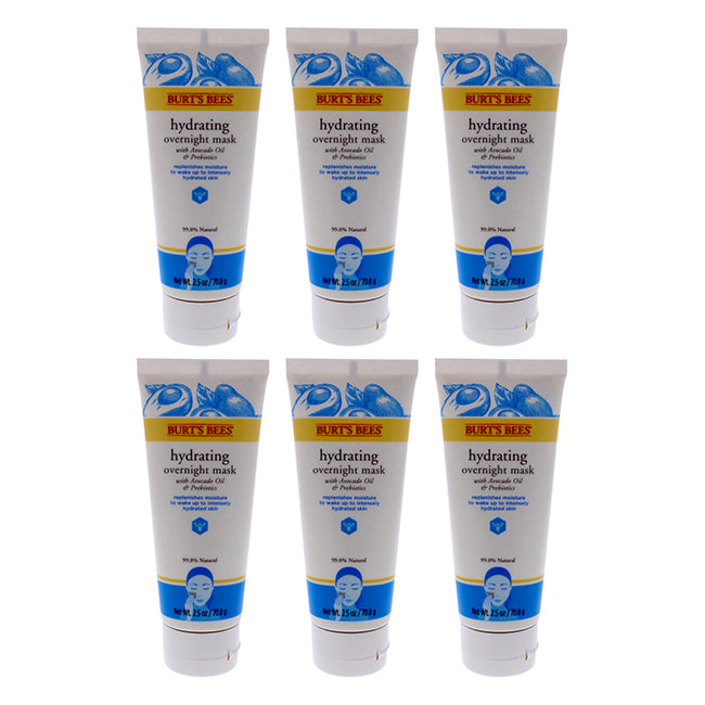 Hydrating Overnight Mask by Burts Bees for Unisex - 2.5 oz Mask - Pack of 6