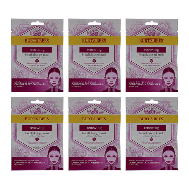Renewing Biocellulose Gel Face Mask by Burts Bees for Women - 1 Pc Mask - Pack of 6