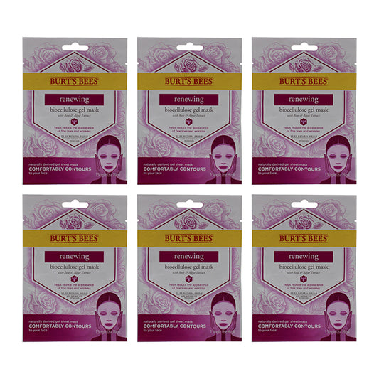Renewing Biocellulose Gel Face Mask by Burts Bees for Women - 1 Pc Mask - Pack of 6