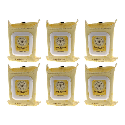Baby Bee Face and Hand Cloths by Burts Bees for Kids - 30 Count Towelettes - Pack of 6