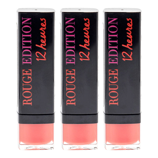Rouge Edition 12 Hours - 28 Pamplemousse Pour Ptite Frimousse by Bourjois for Women - 0.12 oz Lipstick - Pack of 3