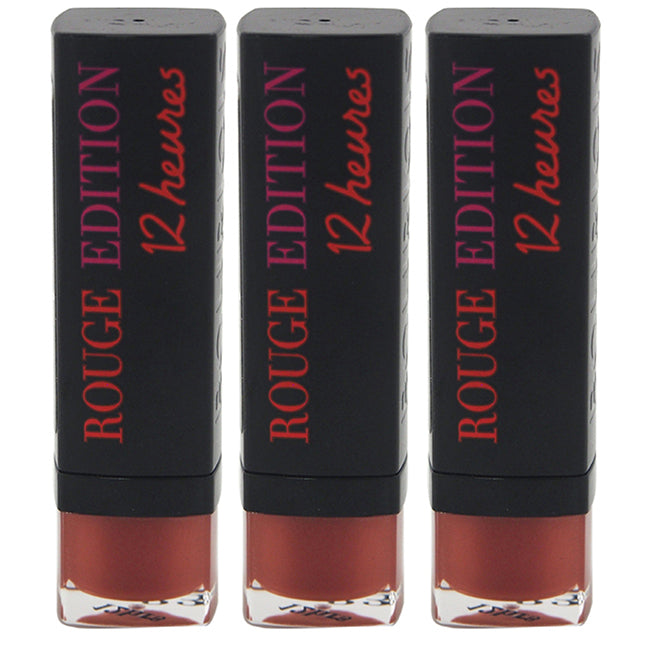 Rouge Edition 12 Hours - 33 Peche Cocooning by Bourjois for Women - 0.12 oz Lipstick - Pack of 3
