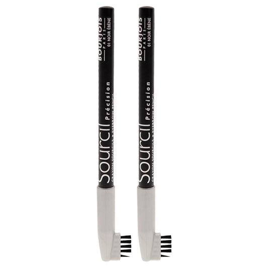 Sourcil Precision Eyebrow Pencil - 01 Noir Ebene by Bourjois for Women - 0.04 oz Eyebrow Pencil - Pack of 2