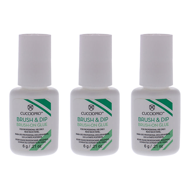 Brush and Dip Brush-On Glue by Cuccio Pro for Women - 0.21 oz Nail Glue - Pack of 3