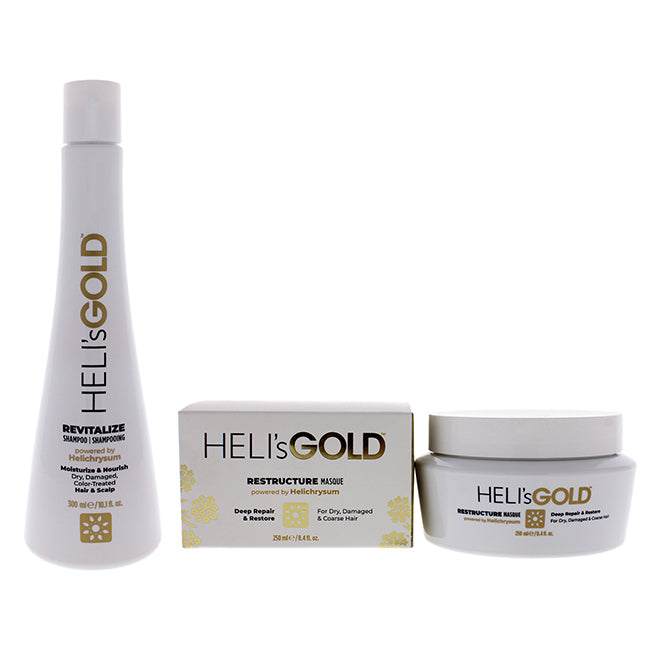 The Revival Series Kit by Helis Gold for Unisex - 2 Pc Kit 10.1oz Revitalize Shampoo, 8.4oz Restructure Masque